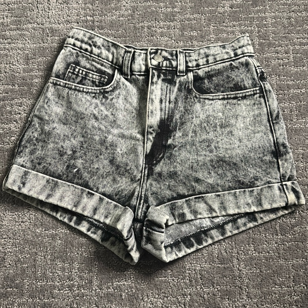 American Apparel Jeans - High Waist Acid Wash Shorts